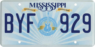 MS license plate BYF929