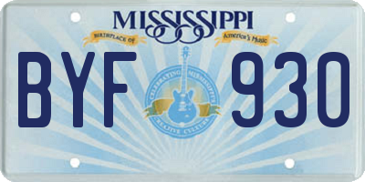 MS license plate BYF930