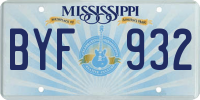 MS license plate BYF932