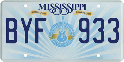 MS license plate BYF933