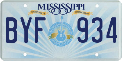 MS license plate BYF934