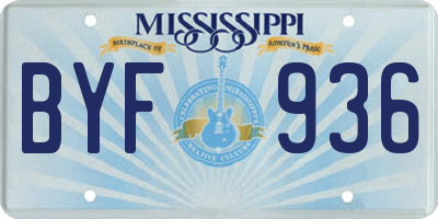 MS license plate BYF936