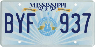 MS license plate BYF937