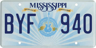 MS license plate BYF940