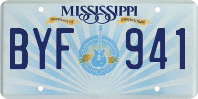 MS license plate BYF941