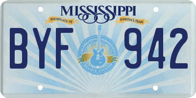 MS license plate BYF942
