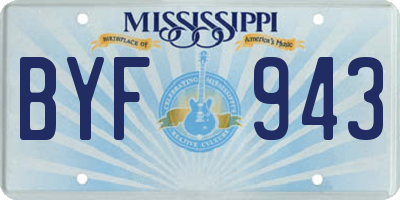 MS license plate BYF943