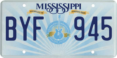 MS license plate BYF945
