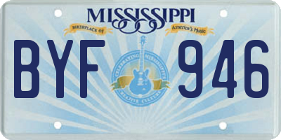 MS license plate BYF946