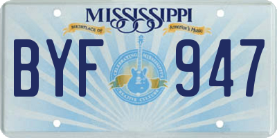 MS license plate BYF947