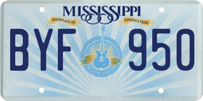 MS license plate BYF950