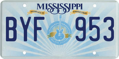 MS license plate BYF953