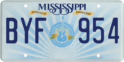 MS license plate BYF954