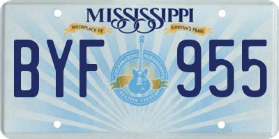 MS license plate BYF955