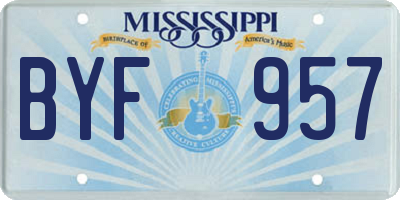 MS license plate BYF957