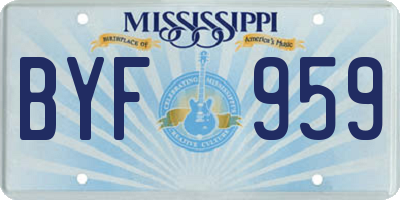MS license plate BYF959