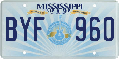 MS license plate BYF960