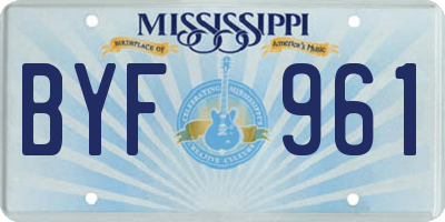 MS license plate BYF961