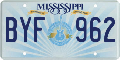 MS license plate BYF962