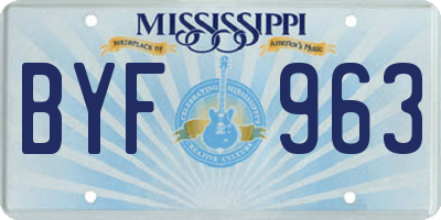 MS license plate BYF963