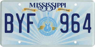 MS license plate BYF964