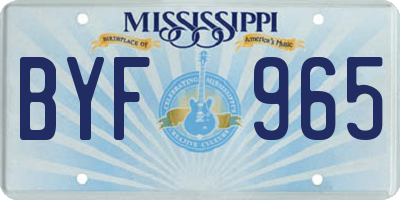 MS license plate BYF965