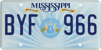 MS license plate BYF966