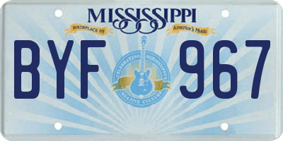MS license plate BYF967
