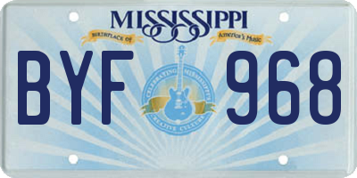 MS license plate BYF968