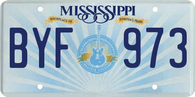 MS license plate BYF973