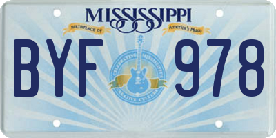 MS license plate BYF978