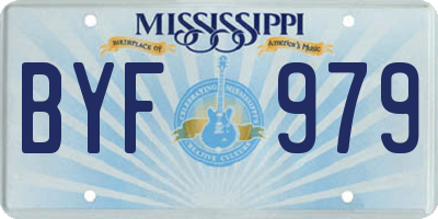 MS license plate BYF979