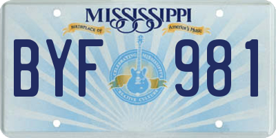 MS license plate BYF981