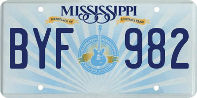 MS license plate BYF982