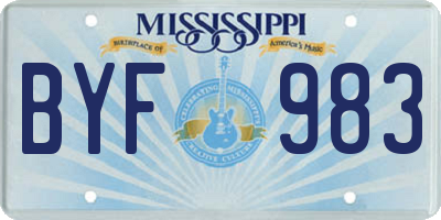 MS license plate BYF983
