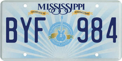 MS license plate BYF984