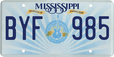 MS license plate BYF985