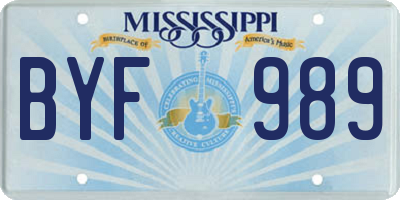 MS license plate BYF989