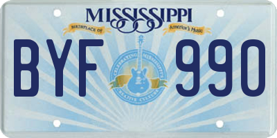 MS license plate BYF990