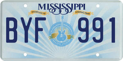 MS license plate BYF991