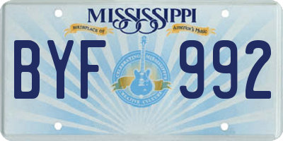 MS license plate BYF992