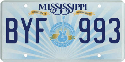 MS license plate BYF993