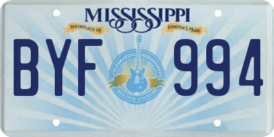 MS license plate BYF994