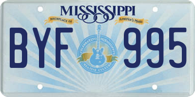 MS license plate BYF995