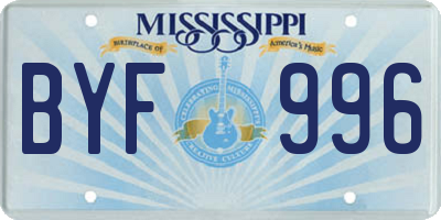 MS license plate BYF996