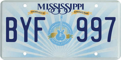 MS license plate BYF997