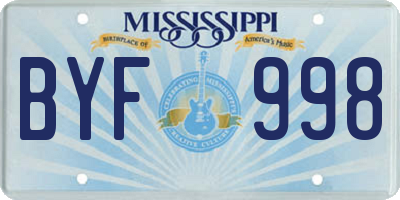 MS license plate BYF998
