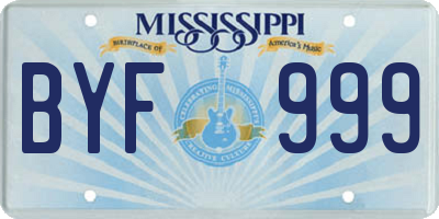 MS license plate BYF999