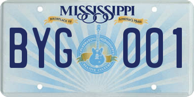 MS license plate BYG001
