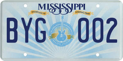 MS license plate BYG002
